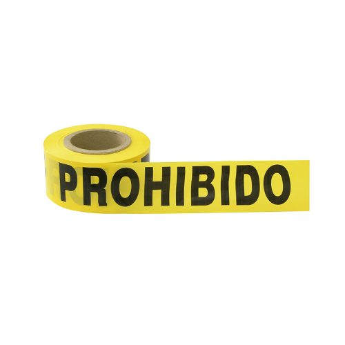 CINTA PARA BARRICADA SURTEK 137299 AMARILLO CON SEÑALIZACION DE PROHIBIDO EL PASO 100 METROS