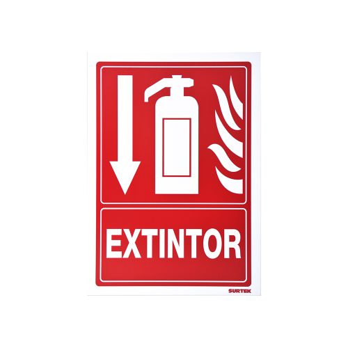 SEÑALAMIENTO EXTINTOR SURTEK SES47 ROJO 25 X 36 CENTIMETROS