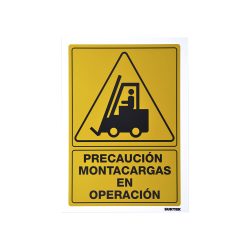SEÑALAMIENTO PRECAUCION MONTACARGAS EN OPERACION SES30 URREA 25 X 36 CENTIMETROS