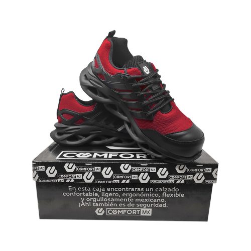 ZAPATO DE SEGURIDAD COMFORT MX TJ204 ROJO CON NEGRO TALLA 28 - Image 3