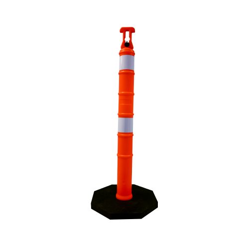POSTE DELIMITADOR MR SEGURIDAD SR1011-N NARANJA CON BASE NEGRA Y 2 REFLEJANTES 123 CENTIMETROS
