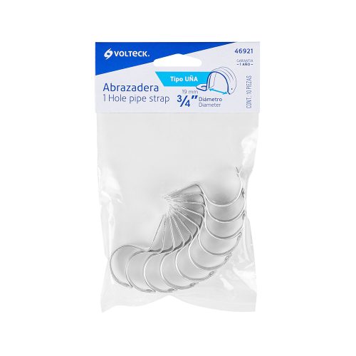 ABRAZADERA PARA TUBO TRUPER VOLTECK AU-3/4 3/4 PULGADADA TIPO UÑA BOLSA DE 10 PIEZAS
