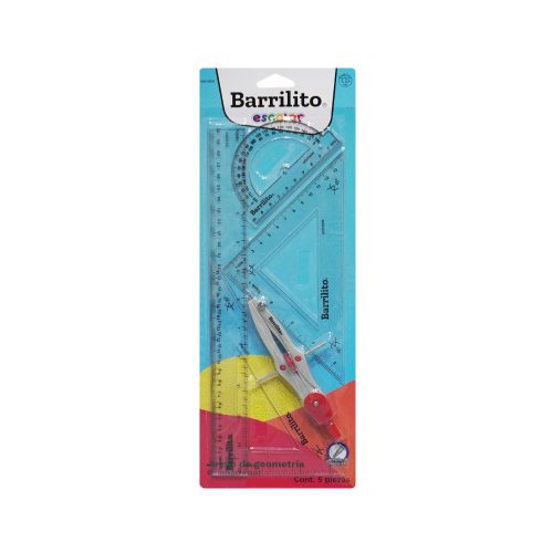 JUEGO DE GEOMETRIA BARRILITO GEO30W CON COMPAS DE PRECISION