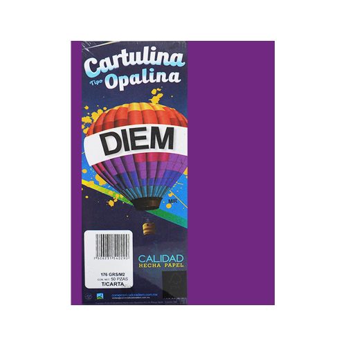 CARTULINA OPALINA DIEM BRIGHT ZARZAMORA 00033 TAMAÑO CARTA 50 PIEZAS 176 GRAMOS