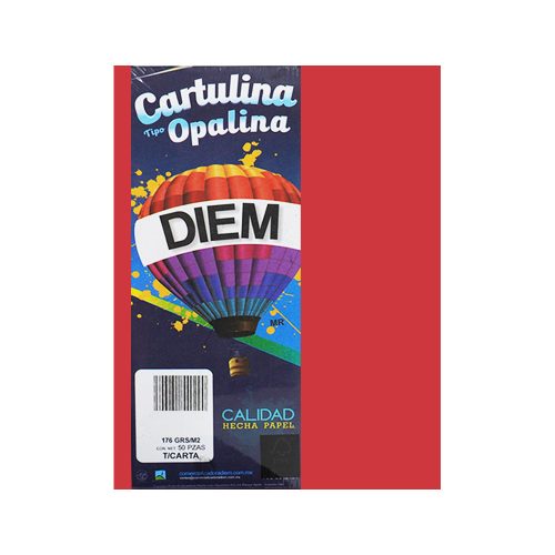 CARTULINA OPALINA DIEM BRIGHT ROJO INTENSO 000028 TAMAÑO CARTA 50 PIEZAS 176 GRAMOS