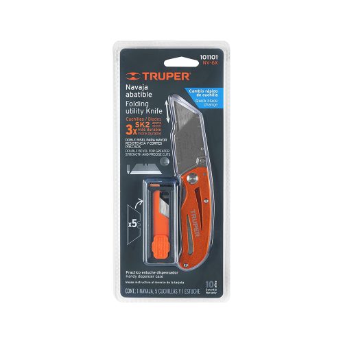 NAVAJA ABATIBLE CON CUCHILLA DE CAMBIO RAPIDO TRUPER NV-6X DE 15 CENTIMETROS
