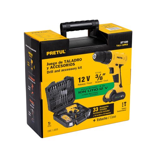 KIT DE TALADRO INALAMBRICO TRUPER PRETUL TALI-12PK2 DE 3/8 PULGADAS CON 12 VOLTIOS - Image 3