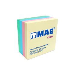 NOTAS ADHESIVAS MAE 21013 400 HOJAS DE 3'' X 3''