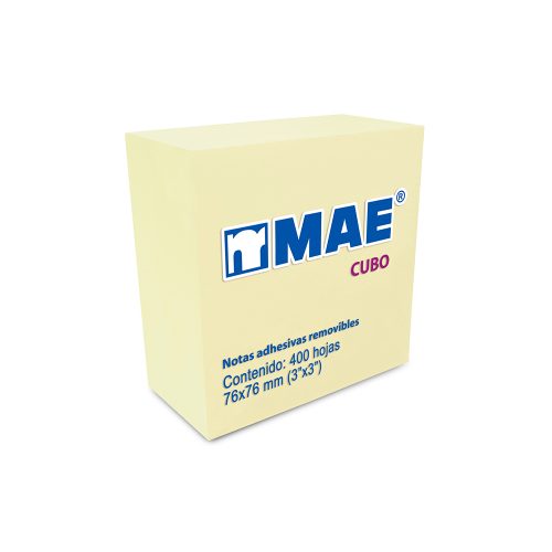 NOTAS ADHESIVAS MAE 21072 AMARILLO 400 HOJAS DE 3'' X 3''