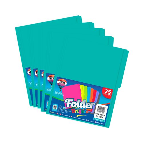 FOLDER TAMAÑO CARTA DIEM BRIGHTS TURQUESA 014 PAQUETE CON 25 PIEZAS - Image 2