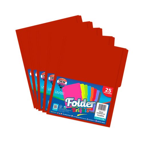 FOLDER TAMAÑO CARTA DIEM BRIGHTS ROJO INTENSO 028 PAQUETE CON 25 PIEZAS - Image 2