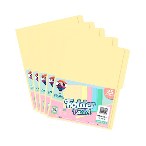 FOLDER TAMAÑO OFICIO DIEM PASTEL AMARILLO 002 PAQUETE CON 25 PIEZAS - Image 2