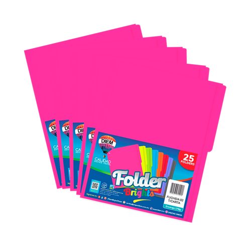 FOLDER TAMAÑO OFICIO DIEM BRIGHTS FIUSHA 002 PAQUETE CON 25 PIEZAS - Image 2