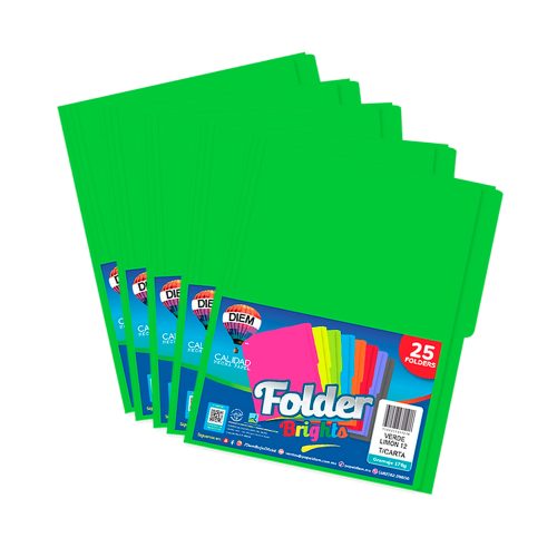 FOLDER TAMAÑO OFICIO DIEM NEON VERDE LIMON 012 PAQUETE CON 25 PIEZAS - Image 2