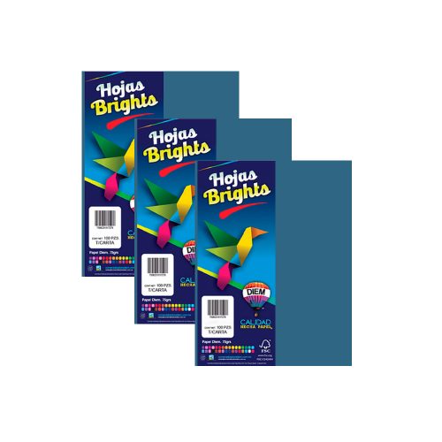 HOJA DE PAPEL DIEM BRIGHTS PAQUETE CON 100 PIEZAS AZUL PLUMBAGO 34 TAMAÑO CARTA 75 GRAMOS - Image 2