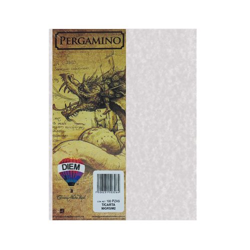 HOJA PERGAMINO PAPEL DIEM GRIS 06 PAQUETE CON 100 PIEZAS TAMAÑO CARTA 90 GRAMOS