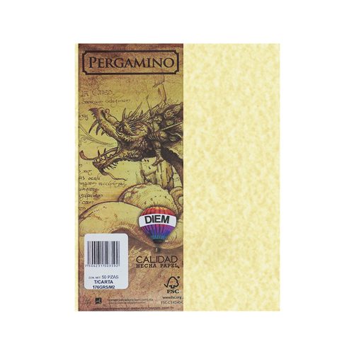 HOJA PERGAMINO CARTULINA DIEM ORO PAQUETE CON 50 PIEZAS TAMAÑO CARTA 176 GRAMOS