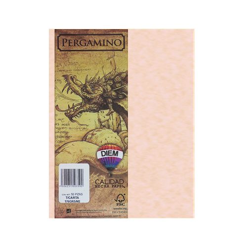 HOJA PERGAMINO CARTULINA DIEM ROSAA PAQUETE CON 50 PIEZAS TAMAÑO CARTA 176 GRAMOS
