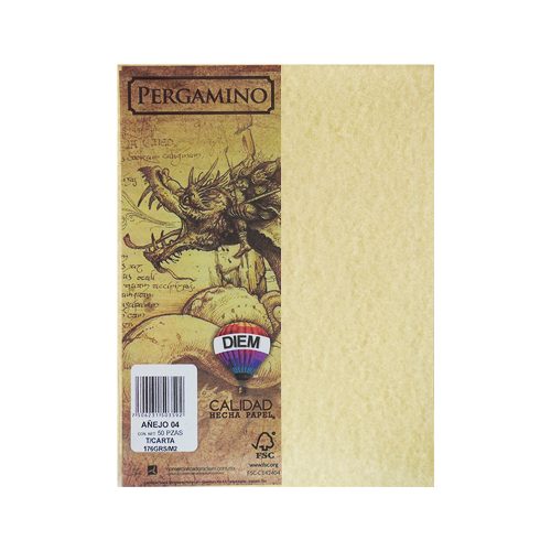 HOJA PERGAMINO CARTULINA DIEM AÑEJO PAQUETE CON 50 PIEZAS TAMAÑO CARTA 176 GRAMOS