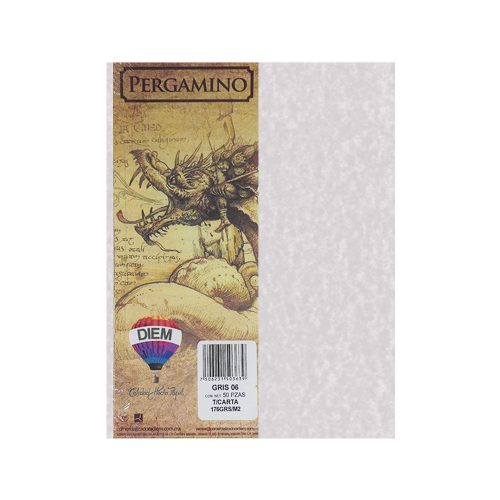 HOJA PERGAMINO CARTULINA DIEM GRIS 06 PAQUETE CON 50 PIEZAS TAMAÑO CARTA 176 GRAMOS