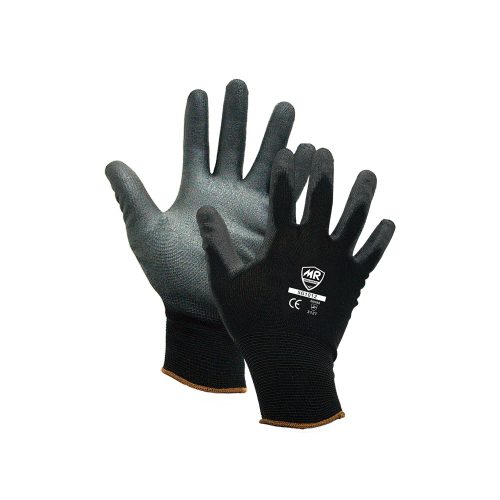 GUANTE DE NYLON MR SEGURIDAD SG1012 NEGRO CON PALMA DE POLIURETANO TALLA 7