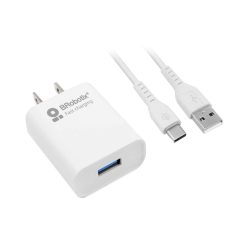 CARGADOR USB V3.0 + CABLE USB TIPO "C". BLANCO 6001318, BROBOTIX