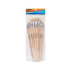 SET DE 12 PINCELES DEL NUMERO 02 AL 24 MAE POP12-S PLANO DE PELO DE CERDO PARA ÓLEO