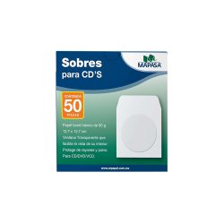 SOBRE DE PAPEL MAPASA PARA CD BLANCO HA0126 PAQUETE CON 50 PIEZAS