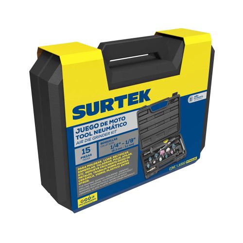 JUEGO DE MOTO TOOL NEUMÁTICO URREA SURTEK MTN414K 15 PIEZAS 1/4 PULGADA - Image 2