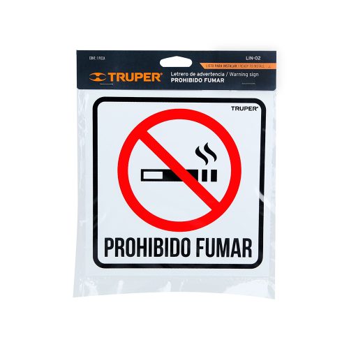 SEÑALAMIENTO PROHIBIDO FUMAR TRUPER LIN-02 DE 19 X 19 CENTIMETROS