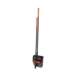 JUEGO DE ESCOBA Y RECOGEDOR PLEGABLE PARA INTERIORES DE 48 PULGADAS COLOR NARANJA CON NEGRO