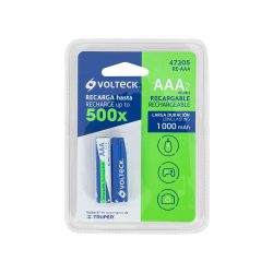 PILA AAA RECARGABLE VOLTECK RE-AAA CON 2 PIEZAS DE LARGA DURACION