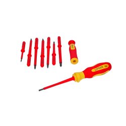 JUEGO DE DESTORNILLADORES URREA 9300V 10 PIEZAS CON MANGO BIMATERIAL Y PUNTAS INTERCAMBIABLES