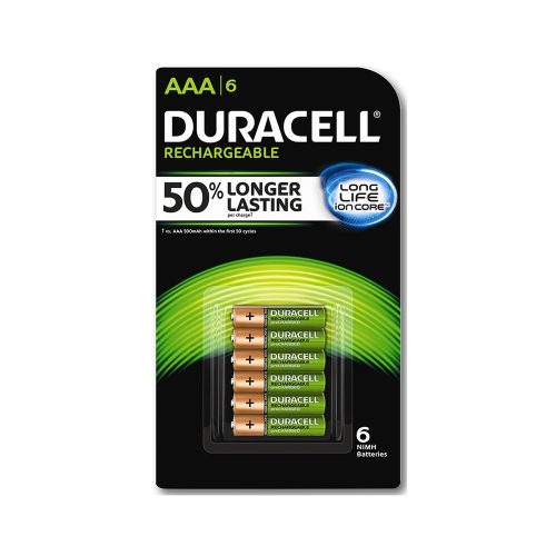 PILA RECARGABLE DURACELL AAA PAQUETE CON 6 PIEZAS