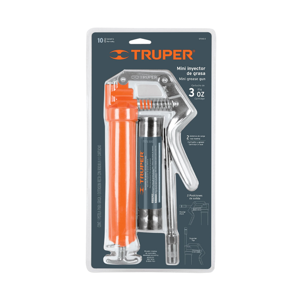 MINI INYECTOR DE GRASA 3 ONZAS CON 3,000 PSI TRUPER GRAS-3