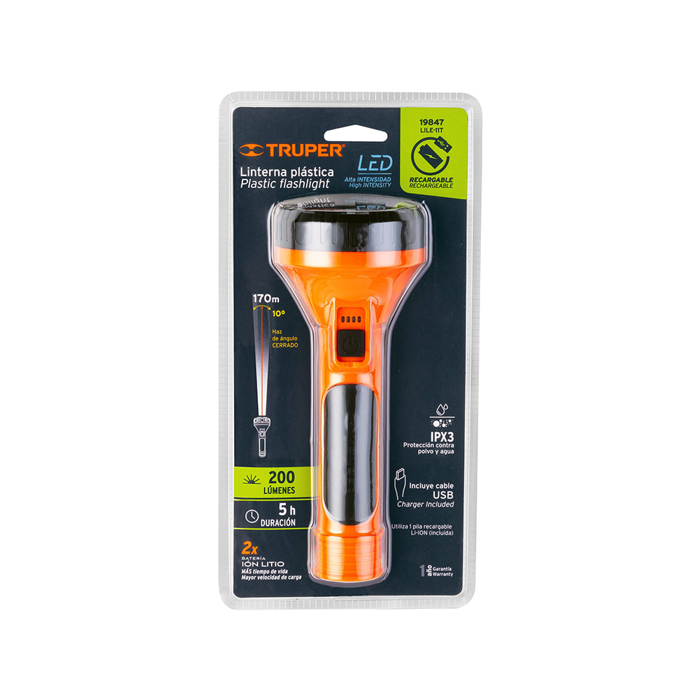 LINTERNA PLASTICA CON LED 200 LUMEN TRUPER LILE-11T