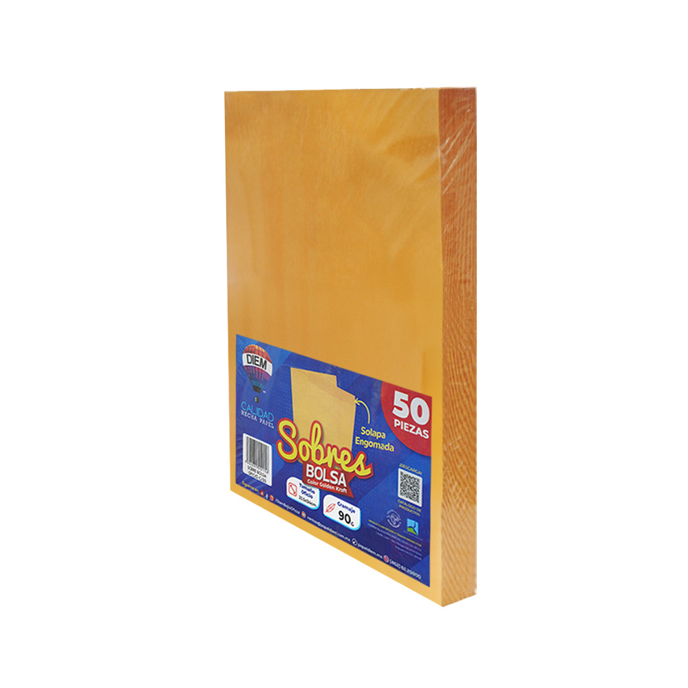 SOBRE DIEM BOLSA TAMAÑO OFICIO 90 GRAMOS 23.50X34 CENTÍMETROS ENGOMADO PAQUETE CON 50 PIEZAS - Image 2