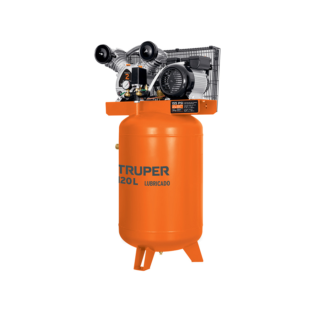 COMPRESOR VERTICAL LUBRICADO DE BANDA TRUPER COMP-120LV 120L 4HP 220V