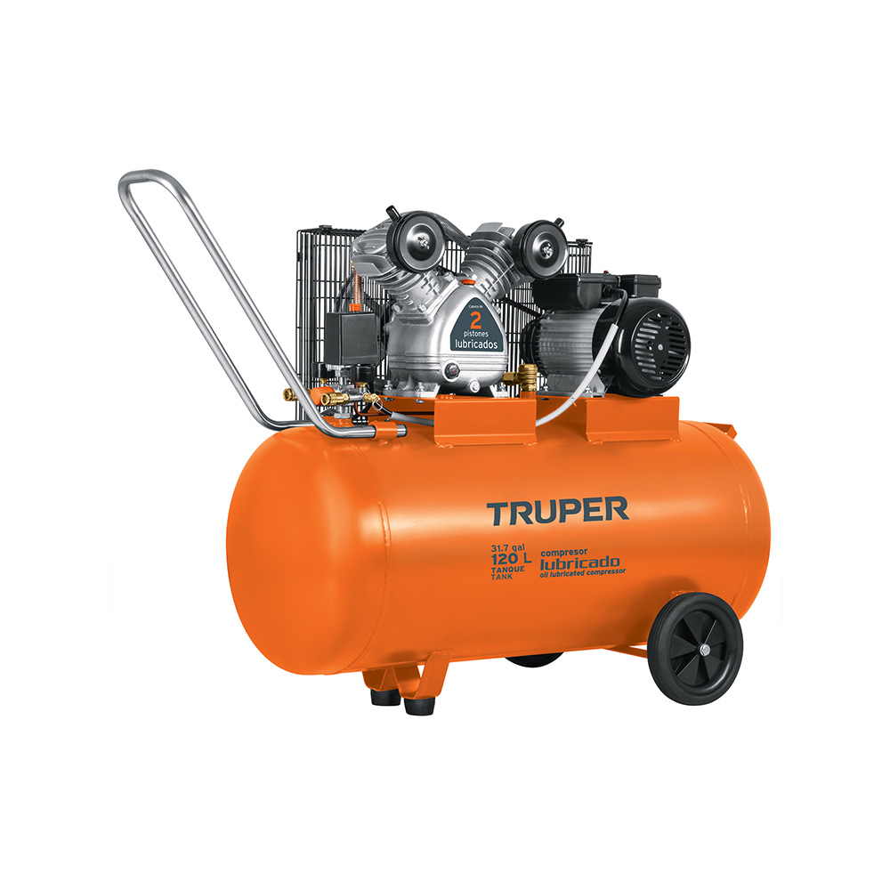 COMPRESOR HORIZONTAL LUBRICADO DE BANDA TRUPER COMP-120LH 120L 4HP 220V