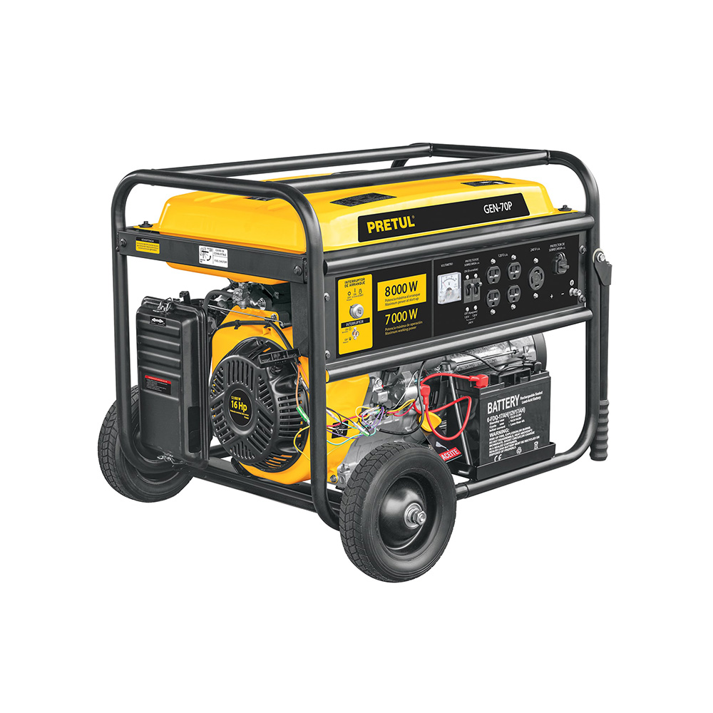 GENERADOR ELECTRICO PORTATIL CON MOTOR A GASOLINA 7, 000 WATTS TRUPER PRETUL GEN-70P