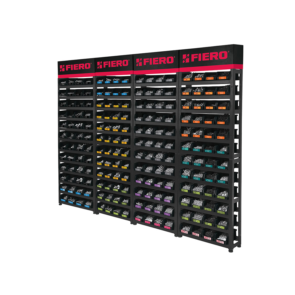 RACK DE 192 GAVETAS CON TORNILLOS, TUERCAS, ARANDELAS Y PIJAS FIERO R-TOR-4 200X170X16 CENTIMETROS