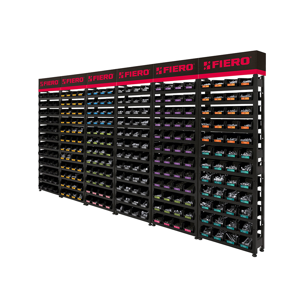 RACK DE 288 GAVETAS CON TORNILLOS,TUERCAS,ALCAYATAS,ETC. FIERO R-TOR-6 300X170X16 CENTIMETROS