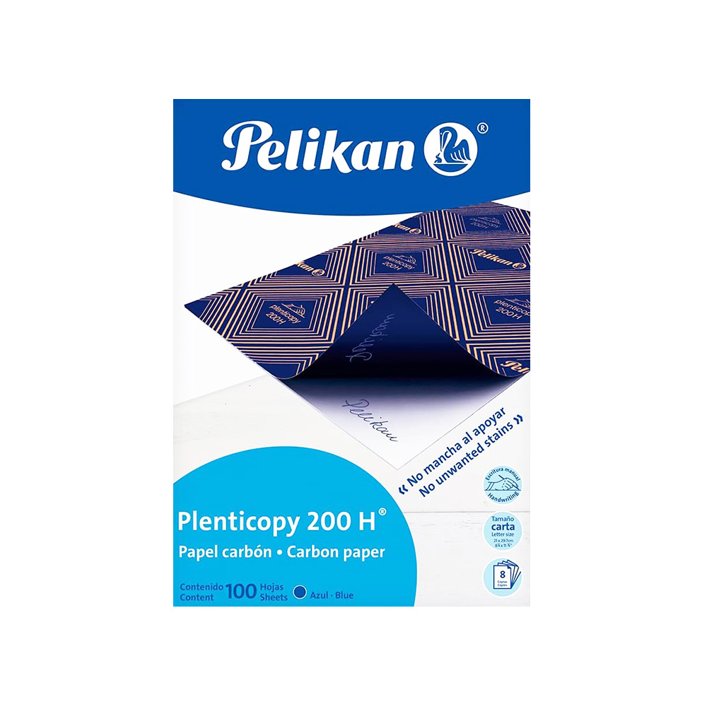 PAPEL CARBON PELIKAN PLENTICOPY 200H PAQUETE 100 HOJAS AZUL TAMAÑO CARTA
