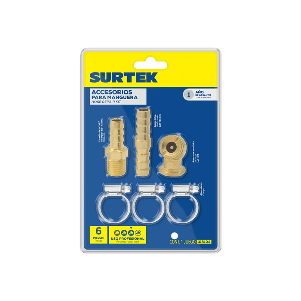 ACCESORIOS PARA MANGUERA SURTEK 108104 6 PIEZAS