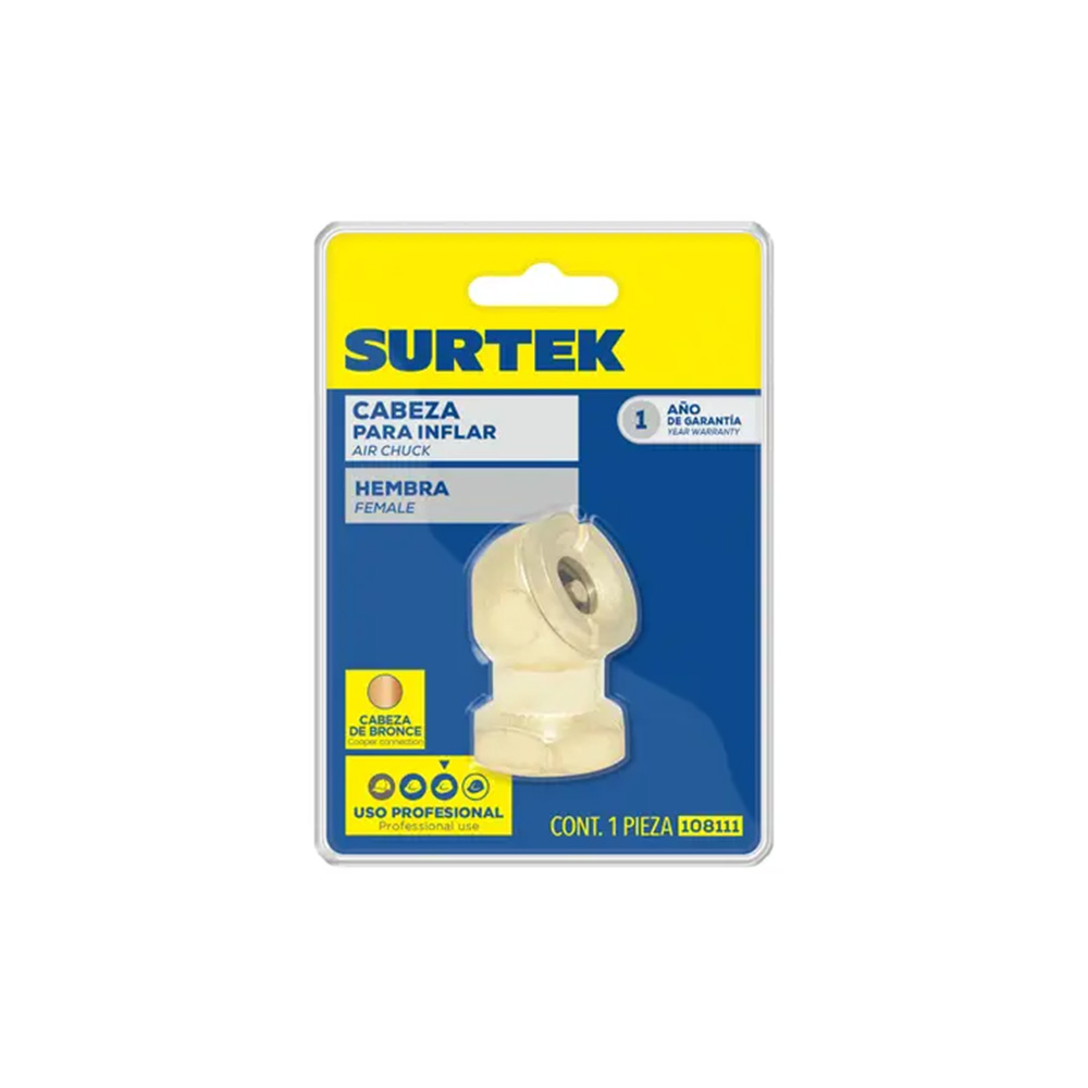 CABEZA PARA INFLAR HEMBRA 1/4'' NPT SURTEK 108111