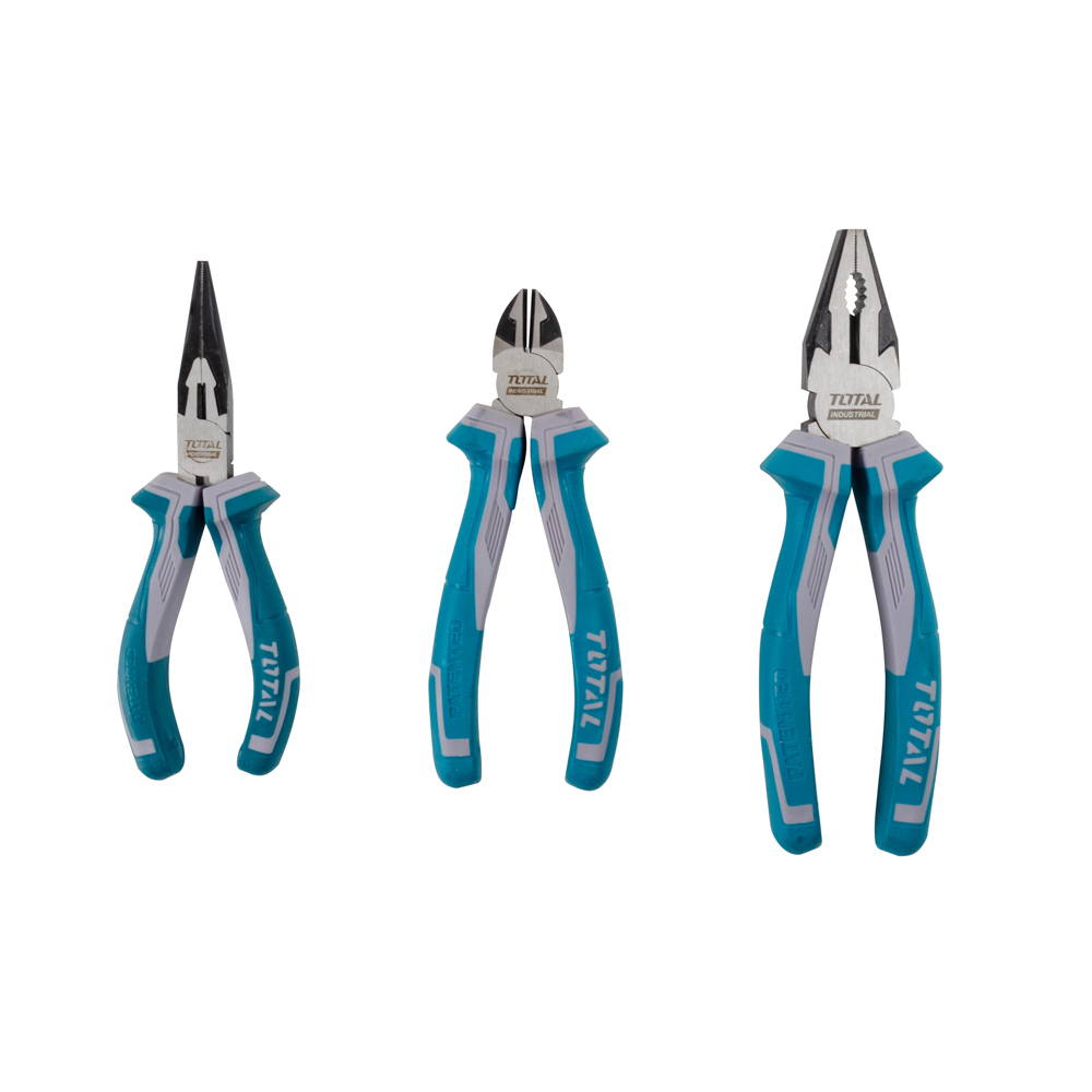 JUEGO DE 3 PINZAS INDUSTRIALES IUSA 618670 CORTE DIAGONAL