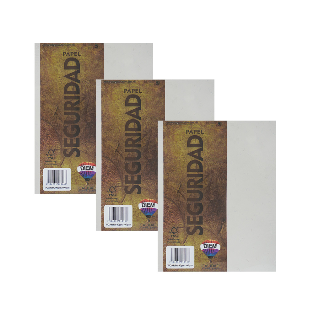 PAPEL SEGURIDAD CON PATRON VISIBLE CON LUZ UV AZUL PAQUETE DE 100 PIEZAS TAMAÑO CARTA 90 GRAMOS - Image 3