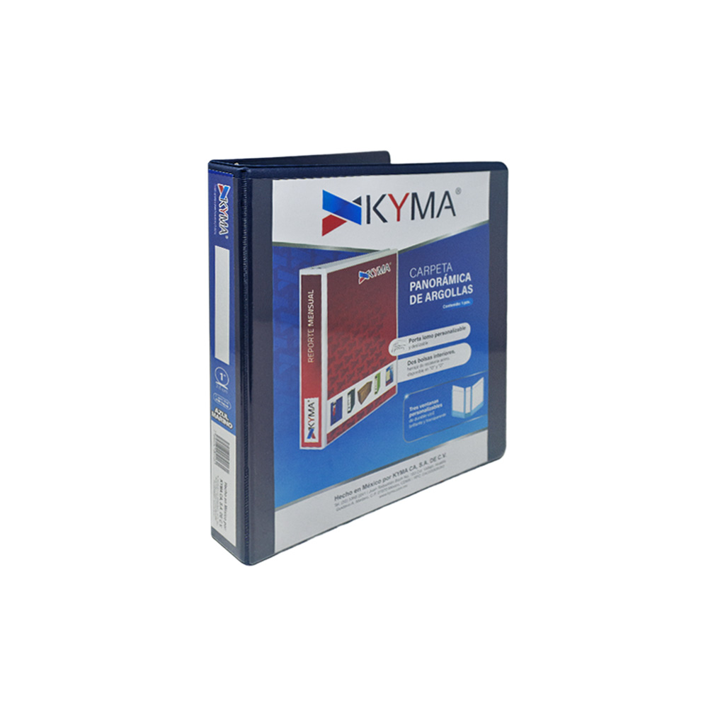 CARPETA PANORÁMICA KYMA CPKCBHO-100-AZM HERRAJE EN "O" DE 1 PULGADA AZUL MARINO