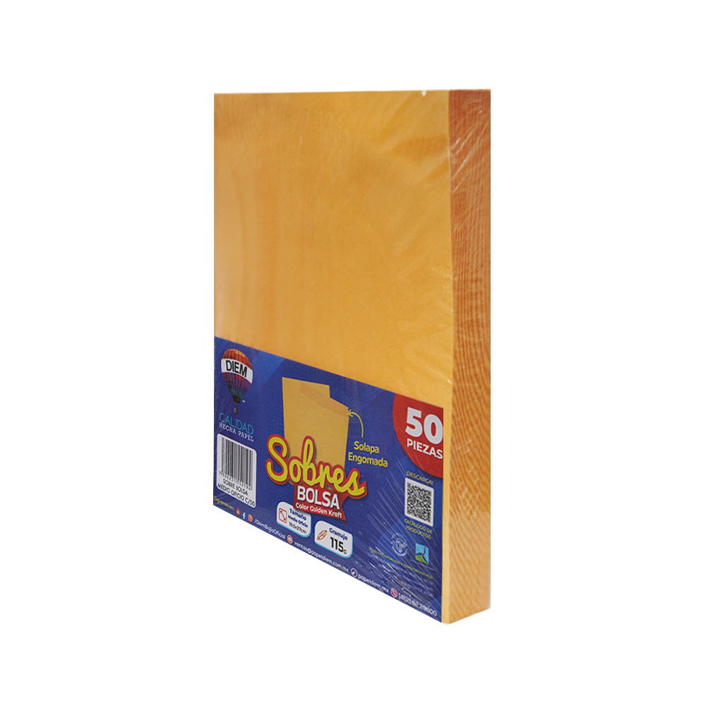 SOBRE DIEM BOLSA TAMAÑO MEDIO OFICIO 115 GRAMOS 19.5X27 CENTÍMETROS ENGOMADO PAQUETE CON 50 PIEZAS - Image 2