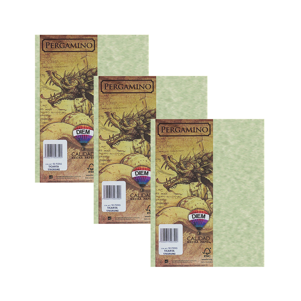 HOJA PERGAMINO CARTULINA DIEM VERDE PAQUETE CON 50 PIEZAS TAMAÑO CARTA 176 GRAMOS - Image 3